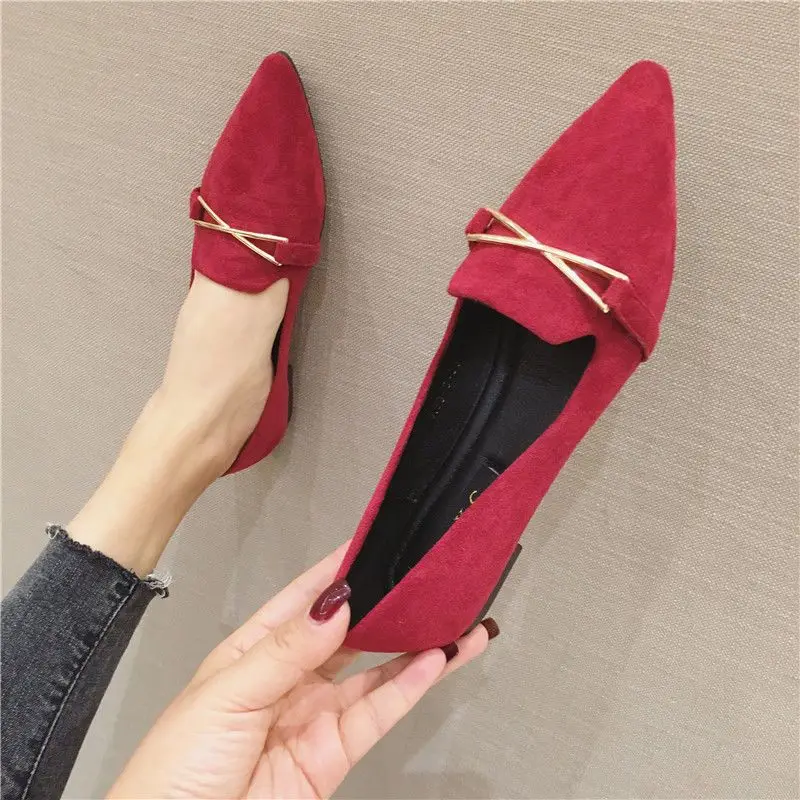 Slip on Shoes for Women Woman Footwear Flat Pointed Toe Red Fashion 2024 New in Comfortable and Elegant Original Shoe Urban 39 A