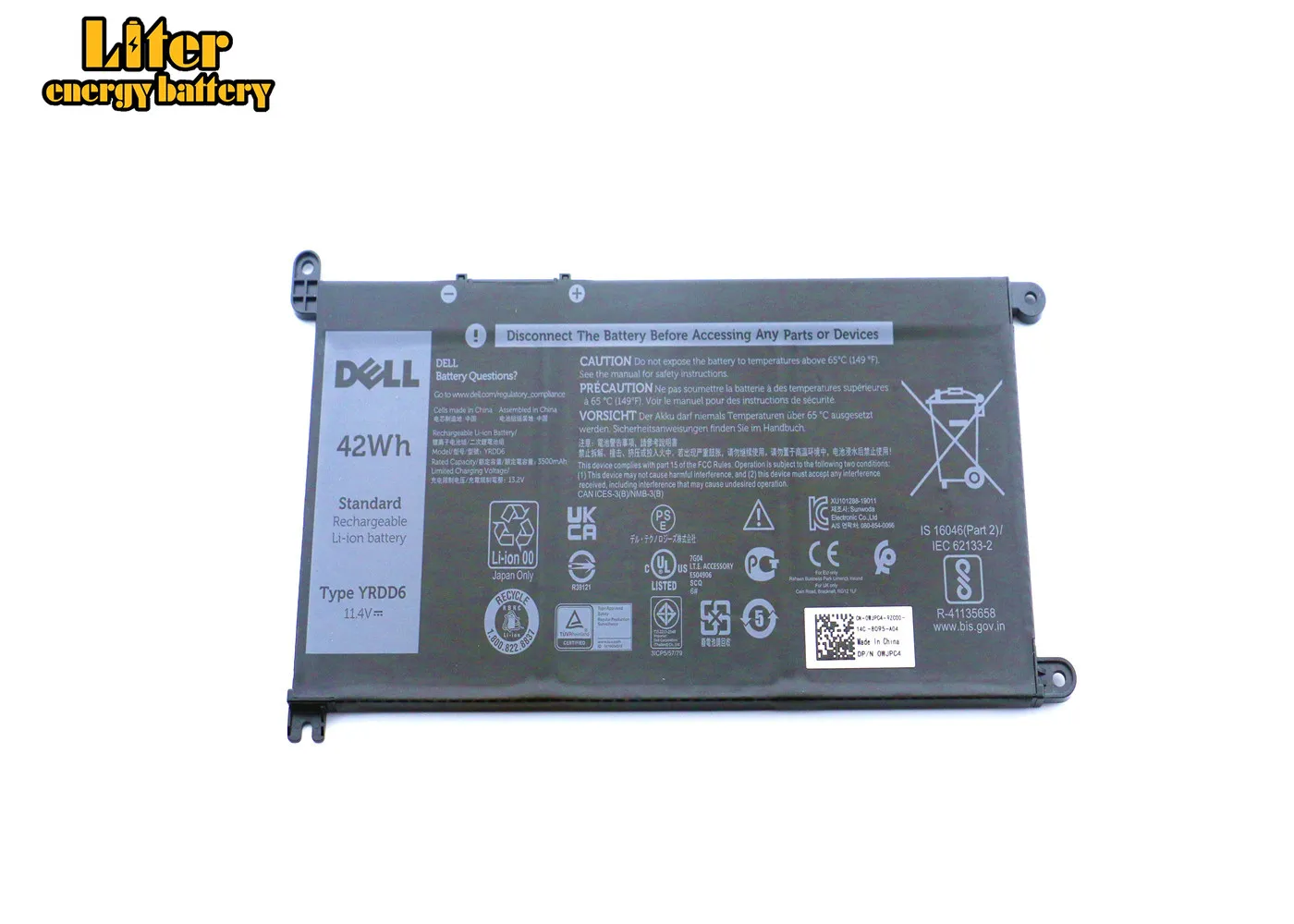 Imagem -03 - Bateria para Inspiron 5482 5480 5481 5485 5491 5591 5593 3583 3310 2-em1 3493 3582 3593 3793 5584 5493 558 Yrdd6