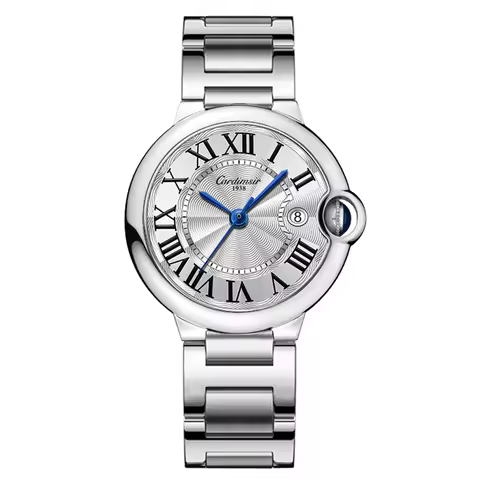 Cardimsir Automatic Watch for Women 33mm Mineral Crystal Stainless Steel Bracelet Easy‑Release Butterfly Clasp 30M Resistant