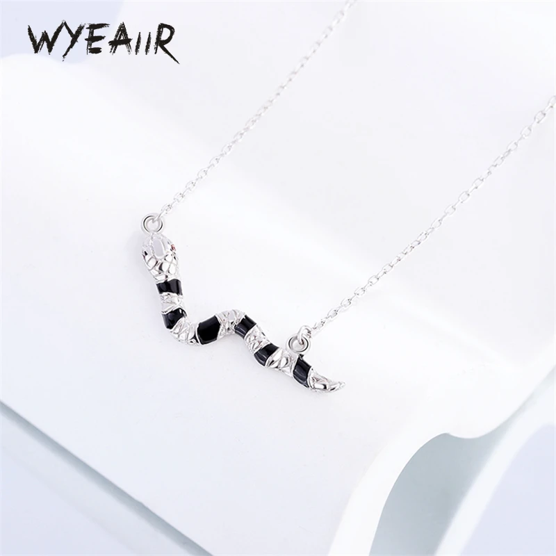 WYEAIIR 925 Sterling Silver Vintage Thai silver Drop Glaze Bungarus Snake Fine Jewelry Luxury Necklace For Women Party Gift