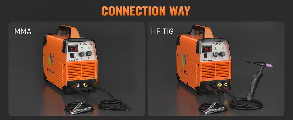 TIG Welder 200A HITBOX TIG200 3 in 1 HF TIG MMA ARC Stick IGBT Inverter Welding Machine Arc Force Hot Start Outdoor Home DIY