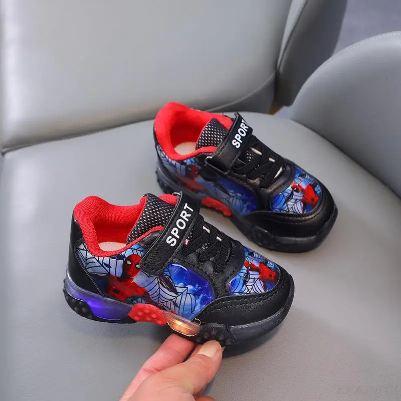 Spiderman Kids Baby Boys Sneakers Children Glowing Kids LED Light Shoes Chaussure Enfant Girl Running Sport Casual Shoes