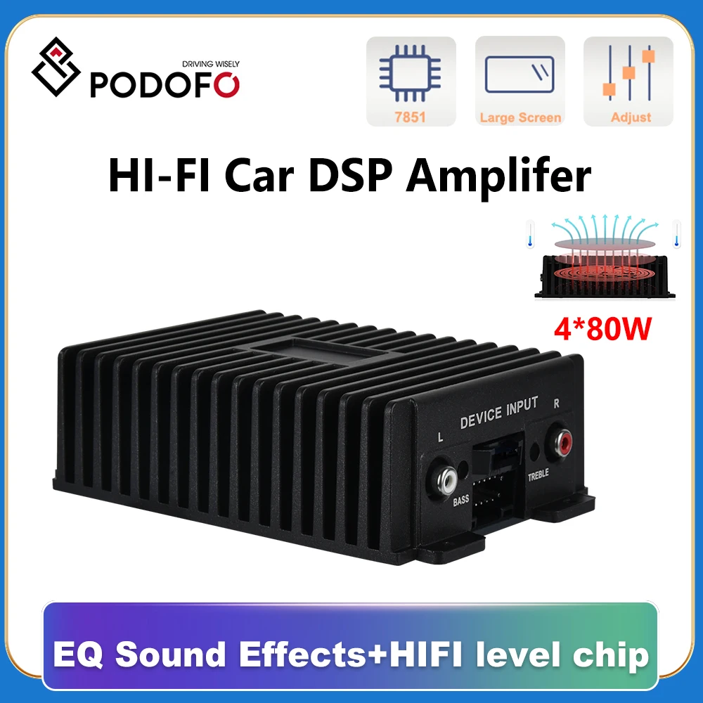 Podofo Car DSP Amplifier Hi-Fi Booster Subwoofer Power Digital Sound Processor For Car Speakers Car Radio Stereo Amplifier