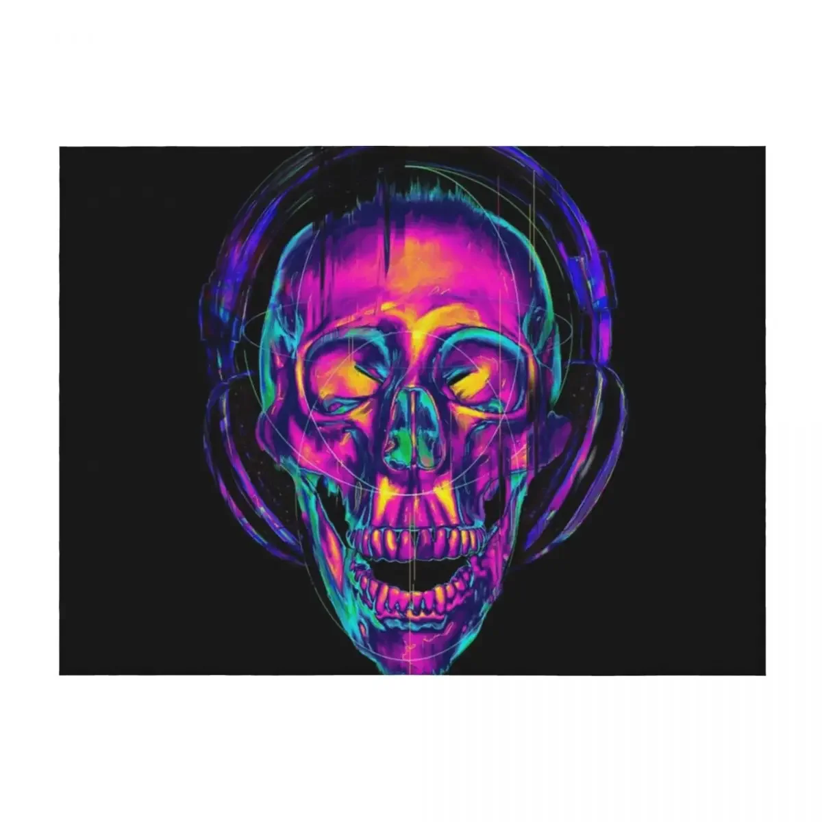 

Trippy Skull Throw Blanket Decorative Sofas Travel Flannel Heavy Blankets
