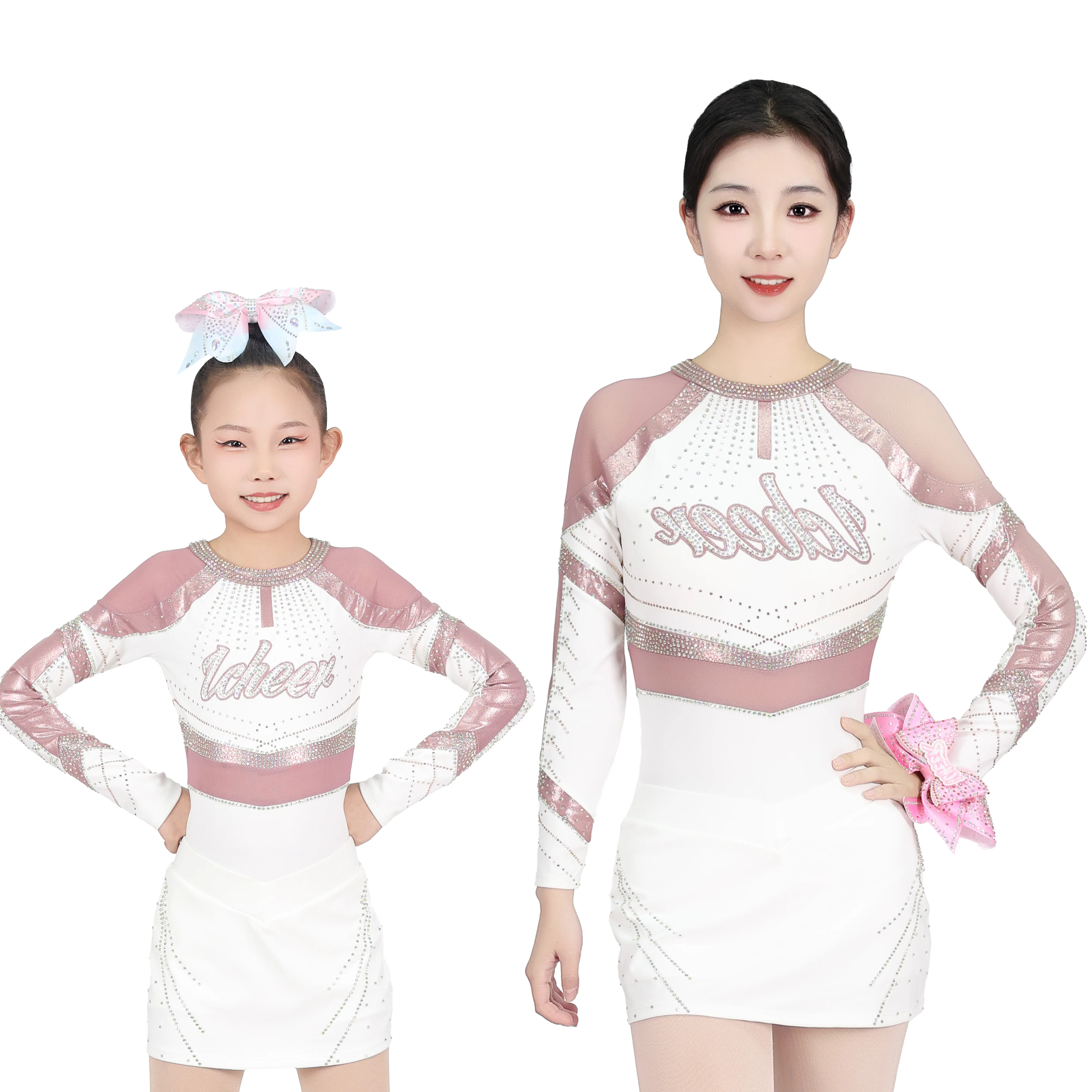 

Glitter Mesh Cheer Dress Championship Performance Wear Custom Cheerleading Uniforms Youth