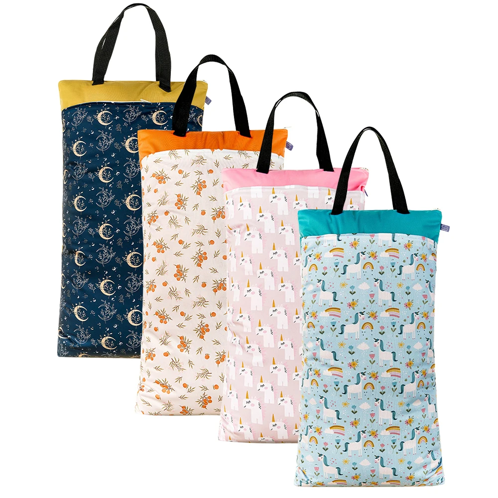 Elinfant-Bolsa de pañales portátil resistente al agua, bolsa de pañales de secado húmedo, resistente al agua, de 10 piezas, OEM, fácil de llevar,