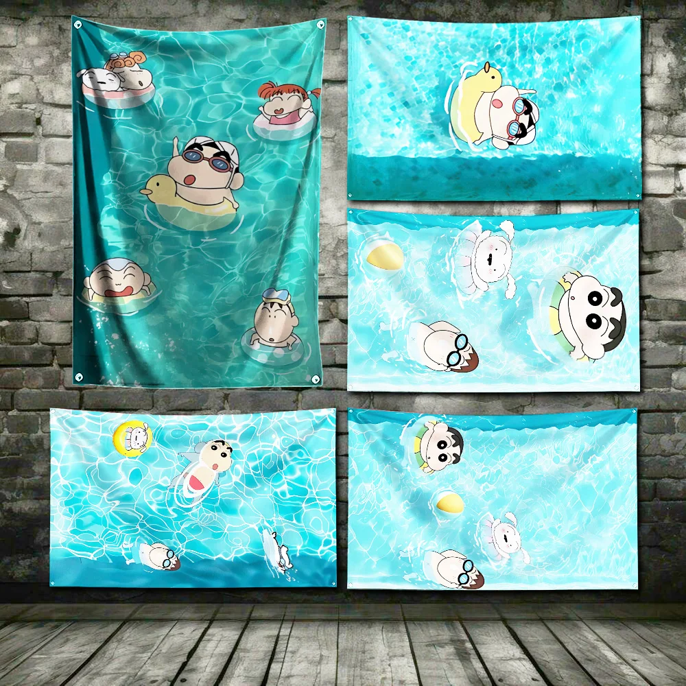 עפרונות דגל פוליאסטר הדפס דיגיטלי 4 גדלים עבור קיר המוסך אמנות מחוץ לדלת קישוט shin-צ 'ן עם מכסדות פליז