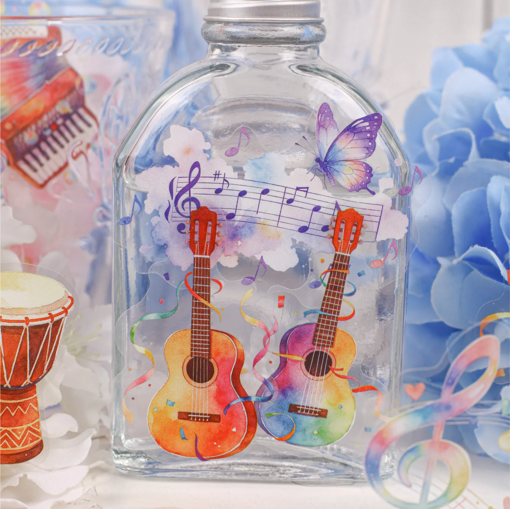 20pcs/1lot Kawaii Scrapbook Sticker Music and Color Collection Scrapbooking Supplies Planner Decorative Stationery Stickers