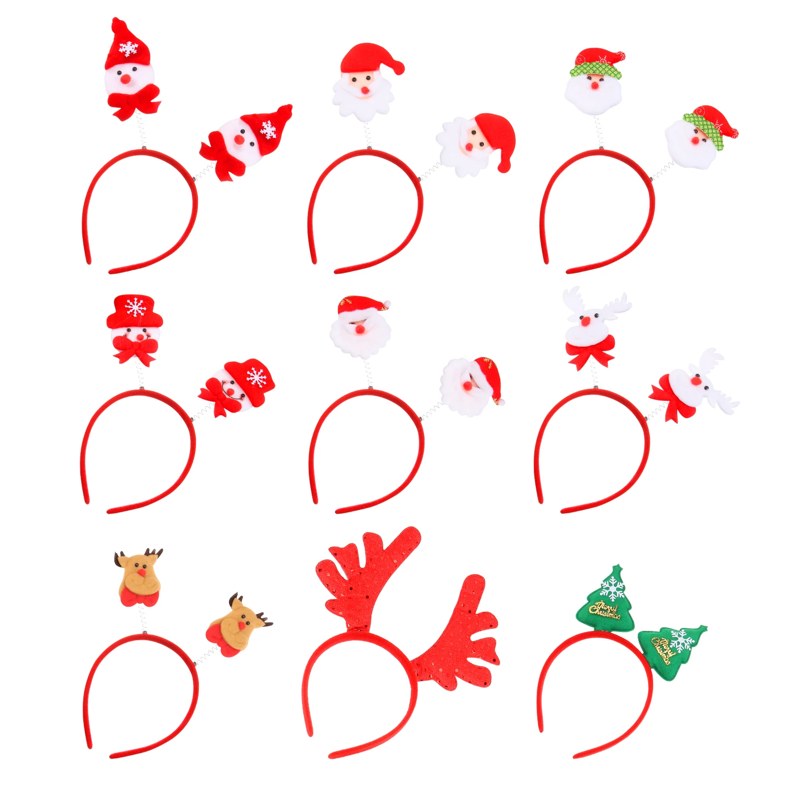 

9Pcs Christmas Headwear Creative Gift for Friends Family Eye-Catching Party Accessory Comfortable Wear Christmas Hair Band