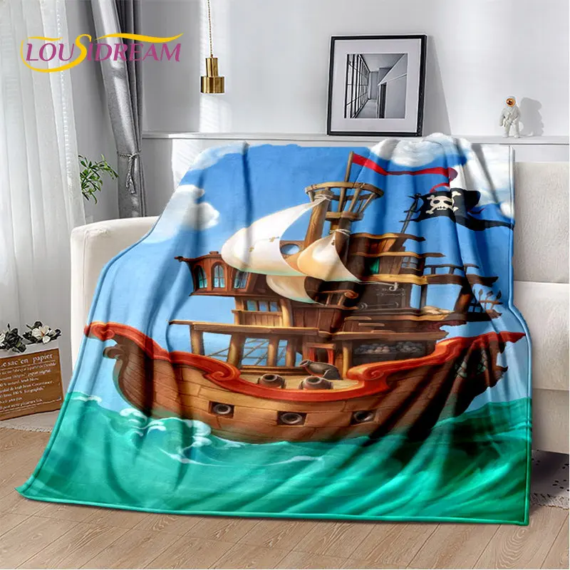 

A Pirate Boat,Barque,Boat Ship Monster Soft Plush Blanket,Flannel Blanket Throw Blanket for Living Room Bedroom Bed Sofa Picnic