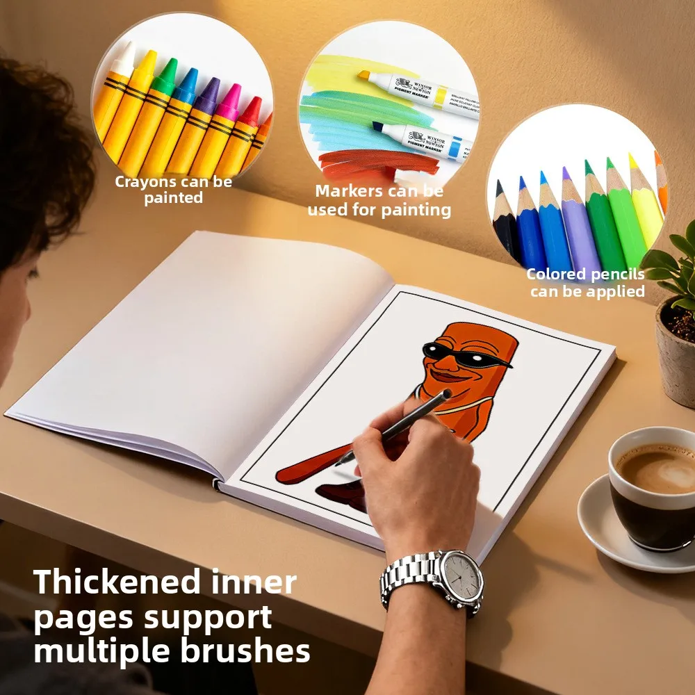 Italian Brainrot Coloring Book Viral Weird Meme Mixed Cartoon Character Stress Relief Drawing Gift