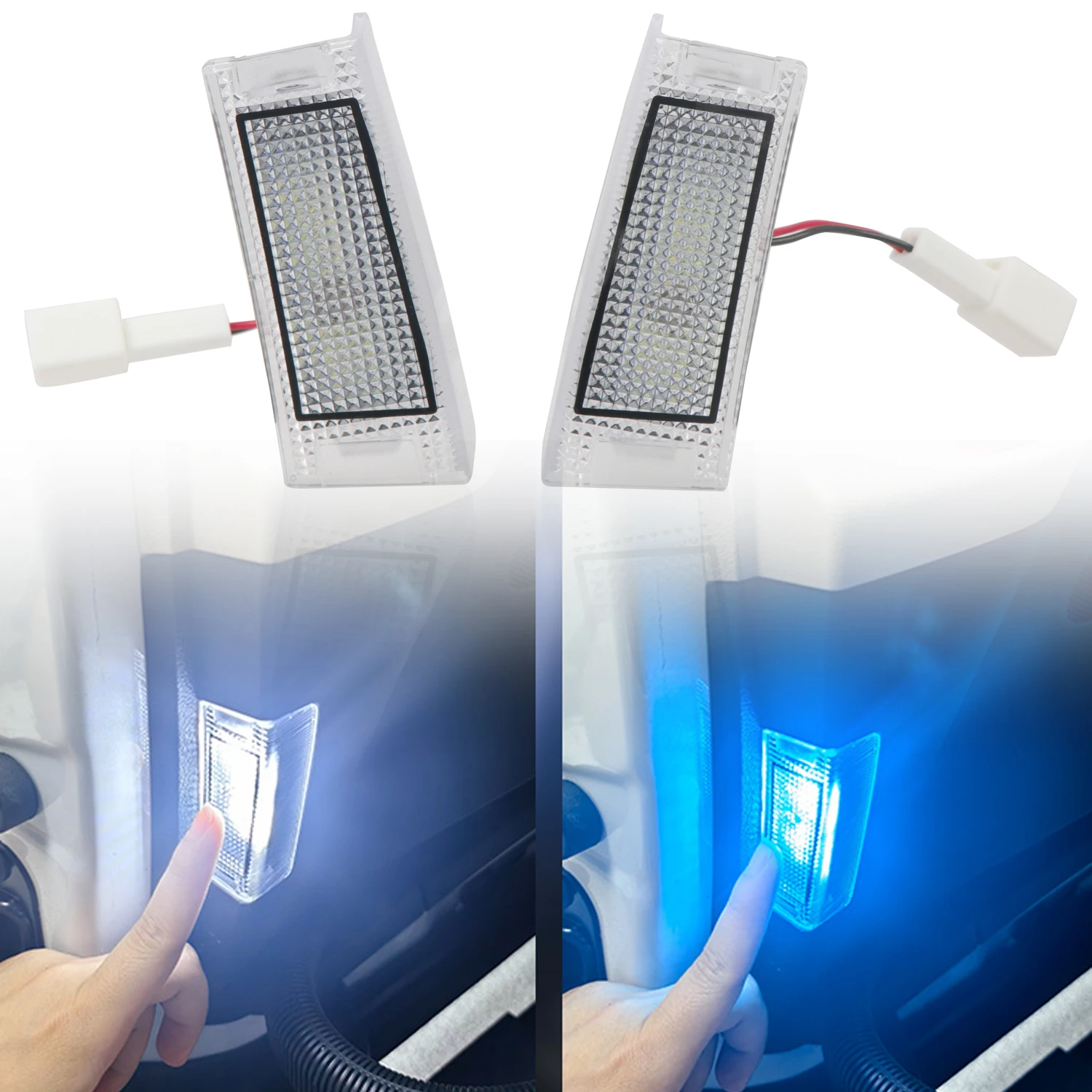 

For Toyota Alphard/Vellfire 40 Series AH40 2023-2025 White & Blue LED Car Door Step Light Waterproof Interior Atmosphere Lamp