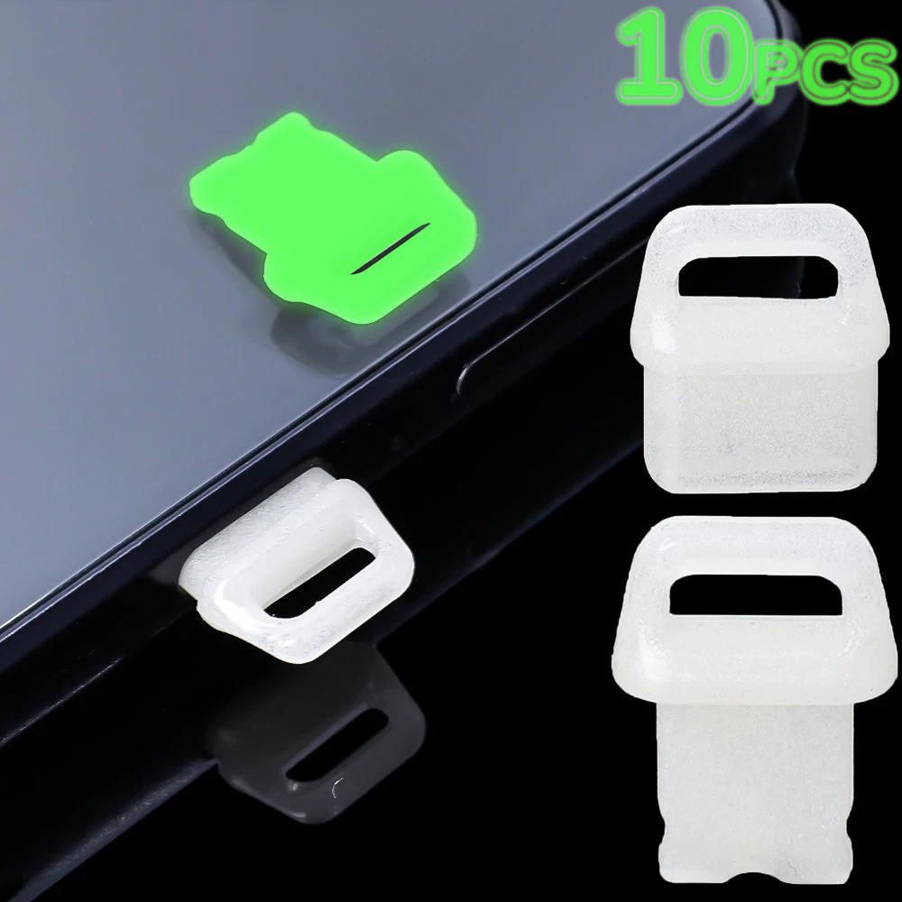 1-10Pcs Luminous DIY Dust Plug for IPhone Samsung Xiaomi Redmi Mobile Phone Charging Port Dust Proof Stopper Pendant Accessories