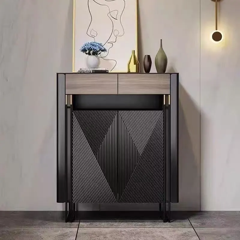

American light luxury shoe cabinet is opposite the door to the home, the entrance cabinet, modern simple living room,