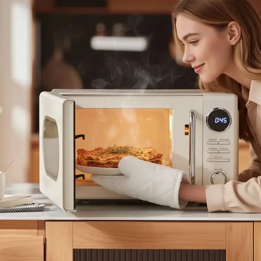 White Small Multi-Functional Microwave Oven Home  Compact Cooking Appliance
