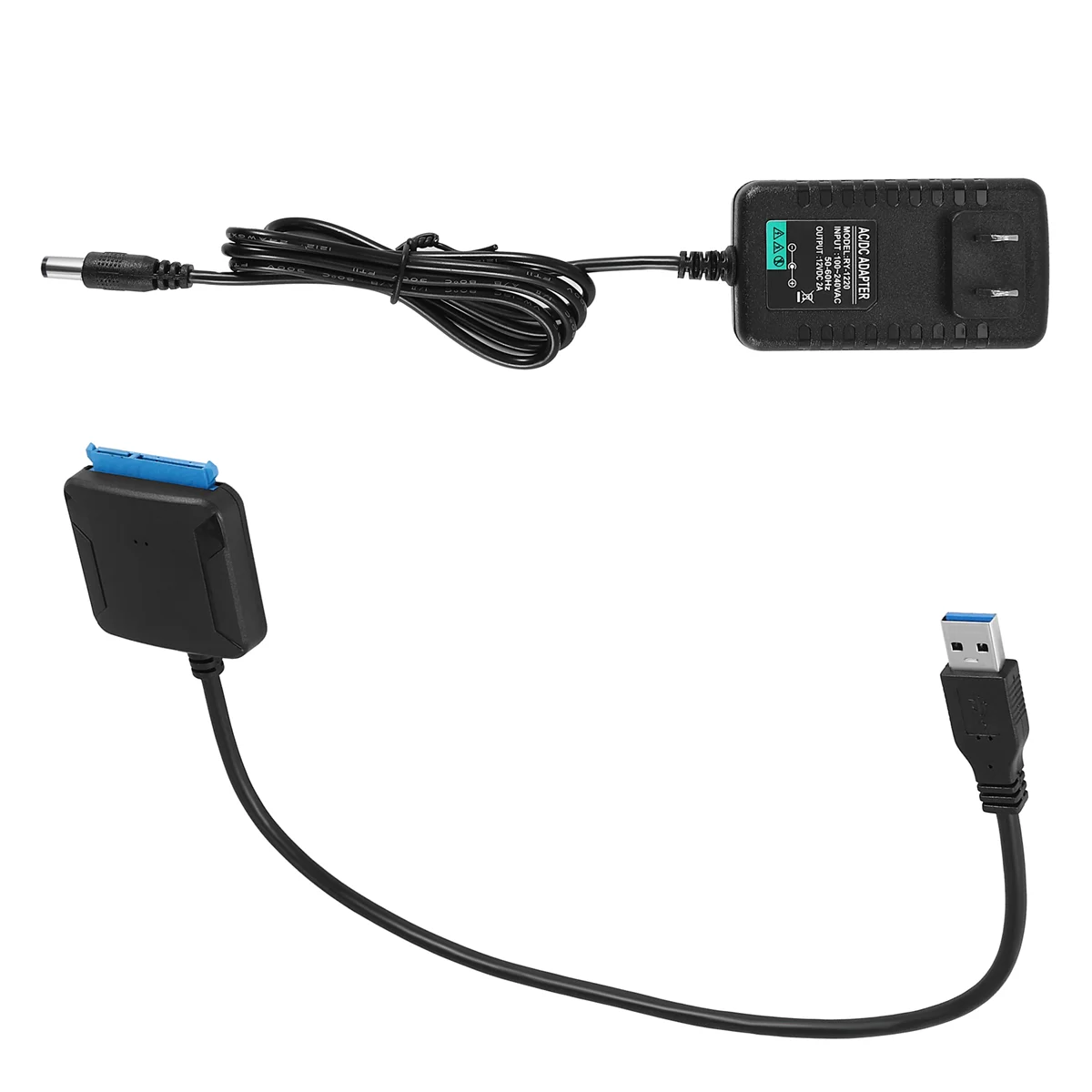 Cabo de dados ABSQ-USB para Sata, cabo adaptador de disco rígido SATA USB3.0 Easy Drive de 2,5/3,5 polegadas (plugue dos EUA)