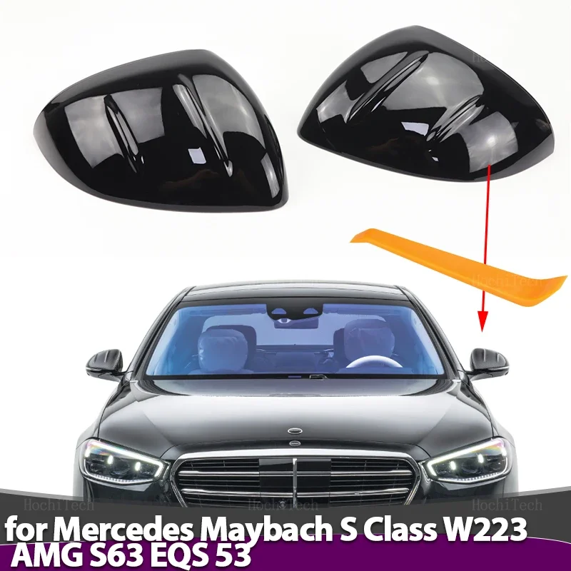 

Черная крышка бокового зеркала с узором из углеродного волокна для Mercedes-Benz Maybach AMG S-Class W223 S63 EQS V297 — сменный аксессуар