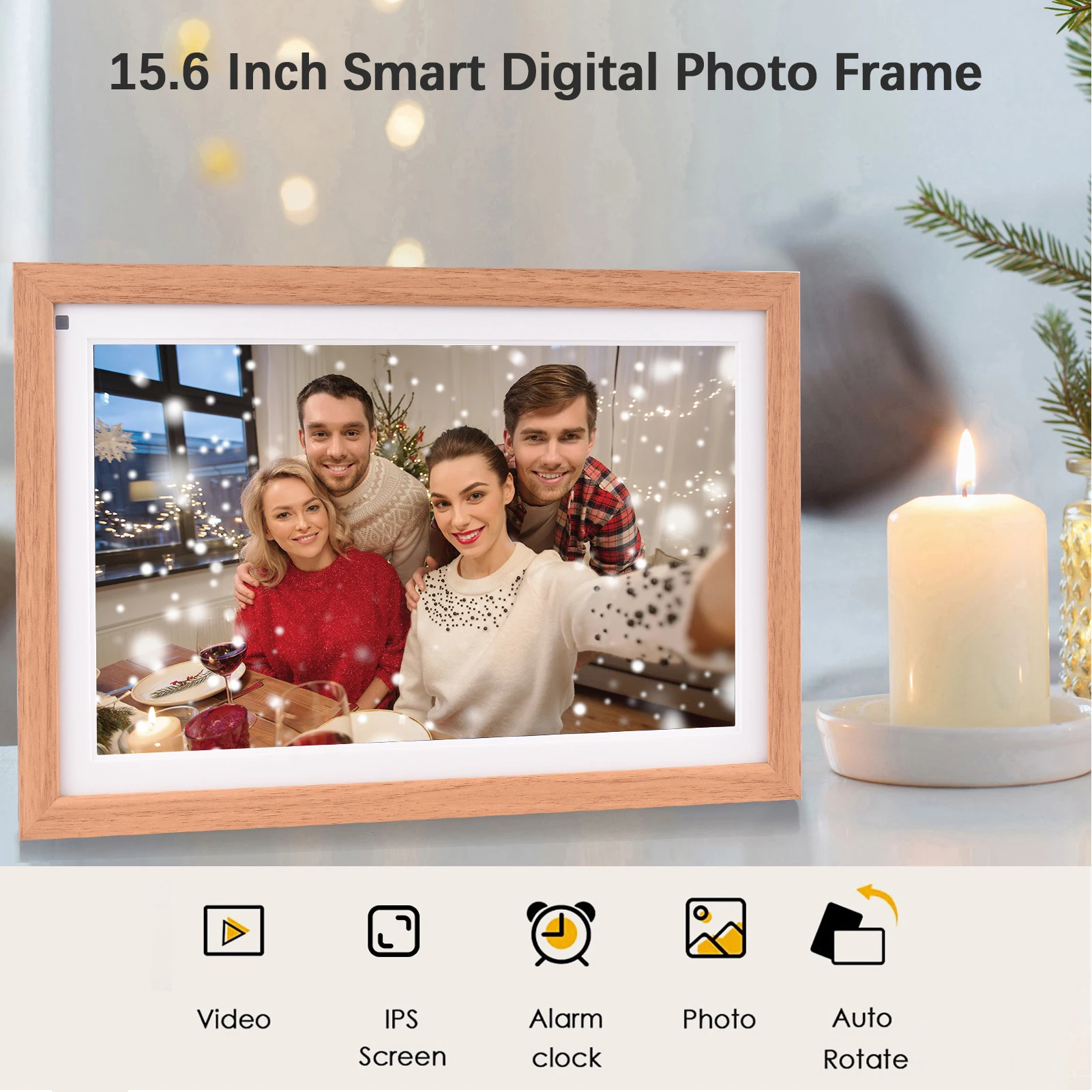15.6 بوصة كبيرة واي فاي إطار الصورة الرقمية سحابة إطار الصورة الرقمية 1920*1080 IPS شاشة APP مشاركة الصور مع حامل المؤخر