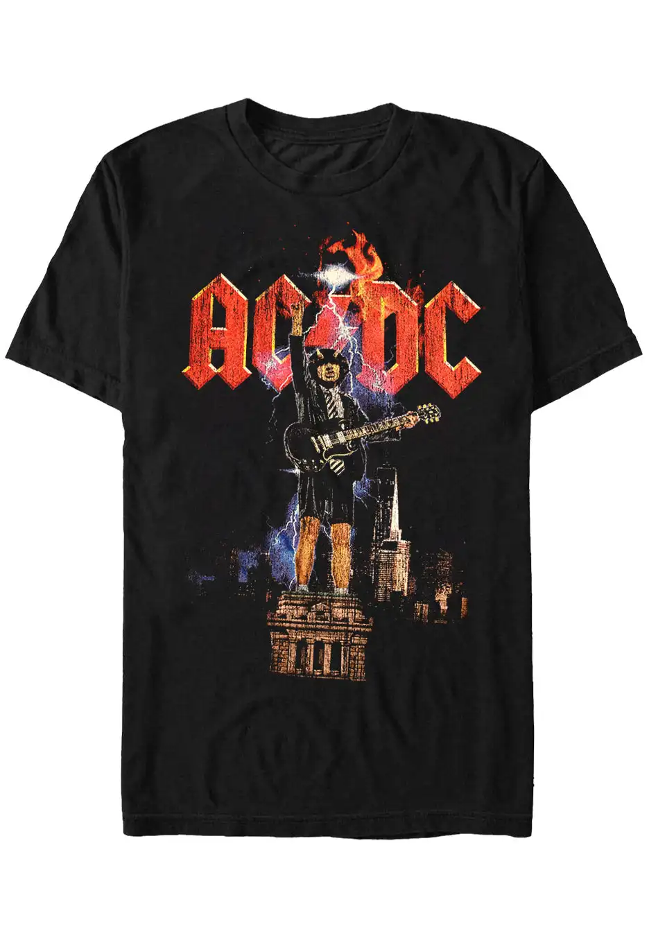 التيار المتناوب تيار مستمر Angus NYC البرق الجرافيك طباعة الصيف الخريف الشتاء الرجال والنساء قصيرة الأكمام تي شيرت عادية فضفاض في الهواء الطلق الشارع #1