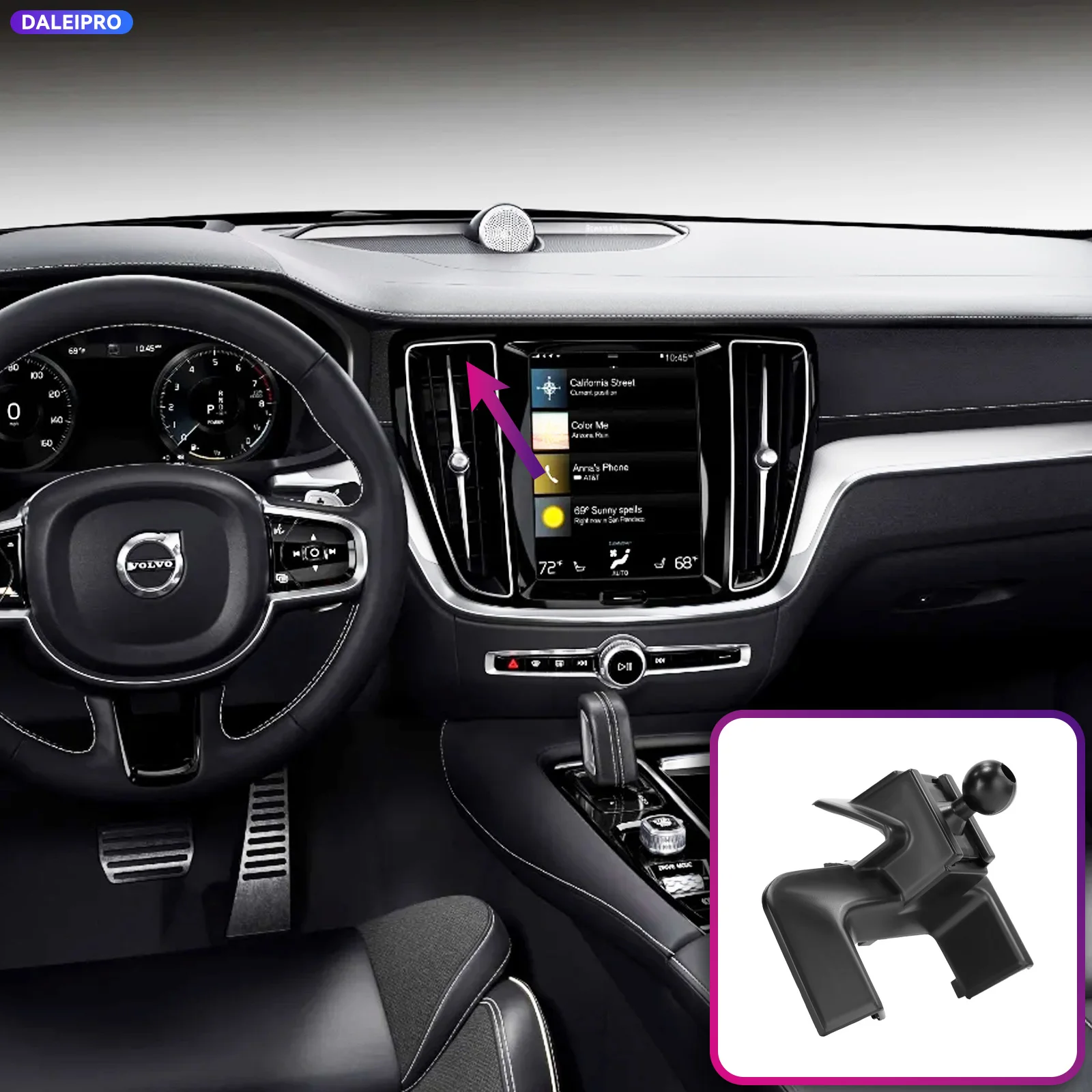 For Volvo S60 V60 2020-2021 Vehicle-Specific Phone Holder Base Smart Car Phone Mount 66W Charging Holder Accessories