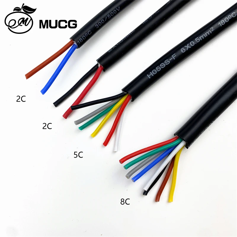 Heat-resistant Silicone wire Sheath cable 2 Core 3C 4C 5C 6C 8C Insulation Audio Electric Power wire wiring Very soft 22 20 AWG