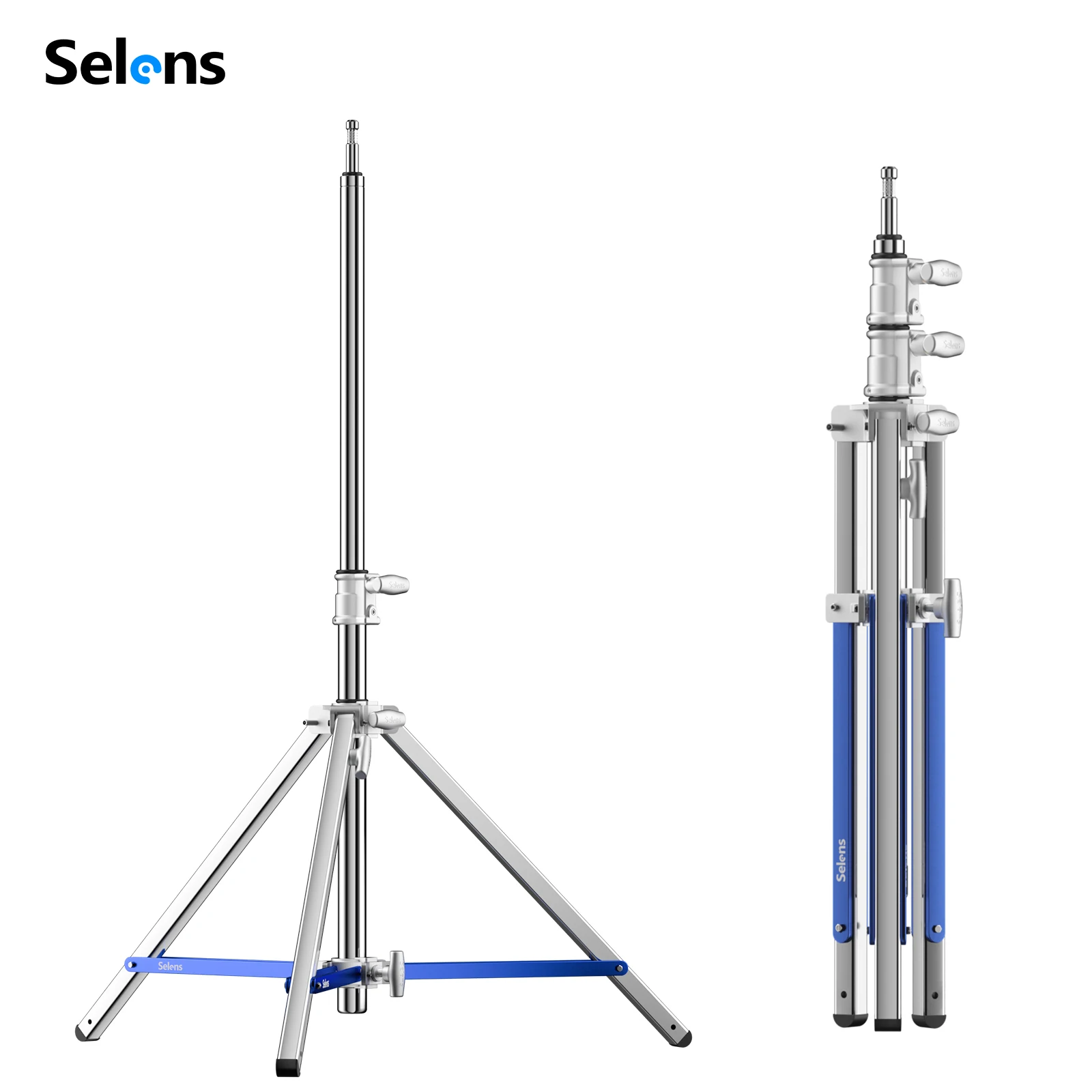 Selens Aluminum Alloy Heavy Duty Light Stand Foldable Low Center Of Gravity Tripod for Photo Studio Softbox Photography Light
