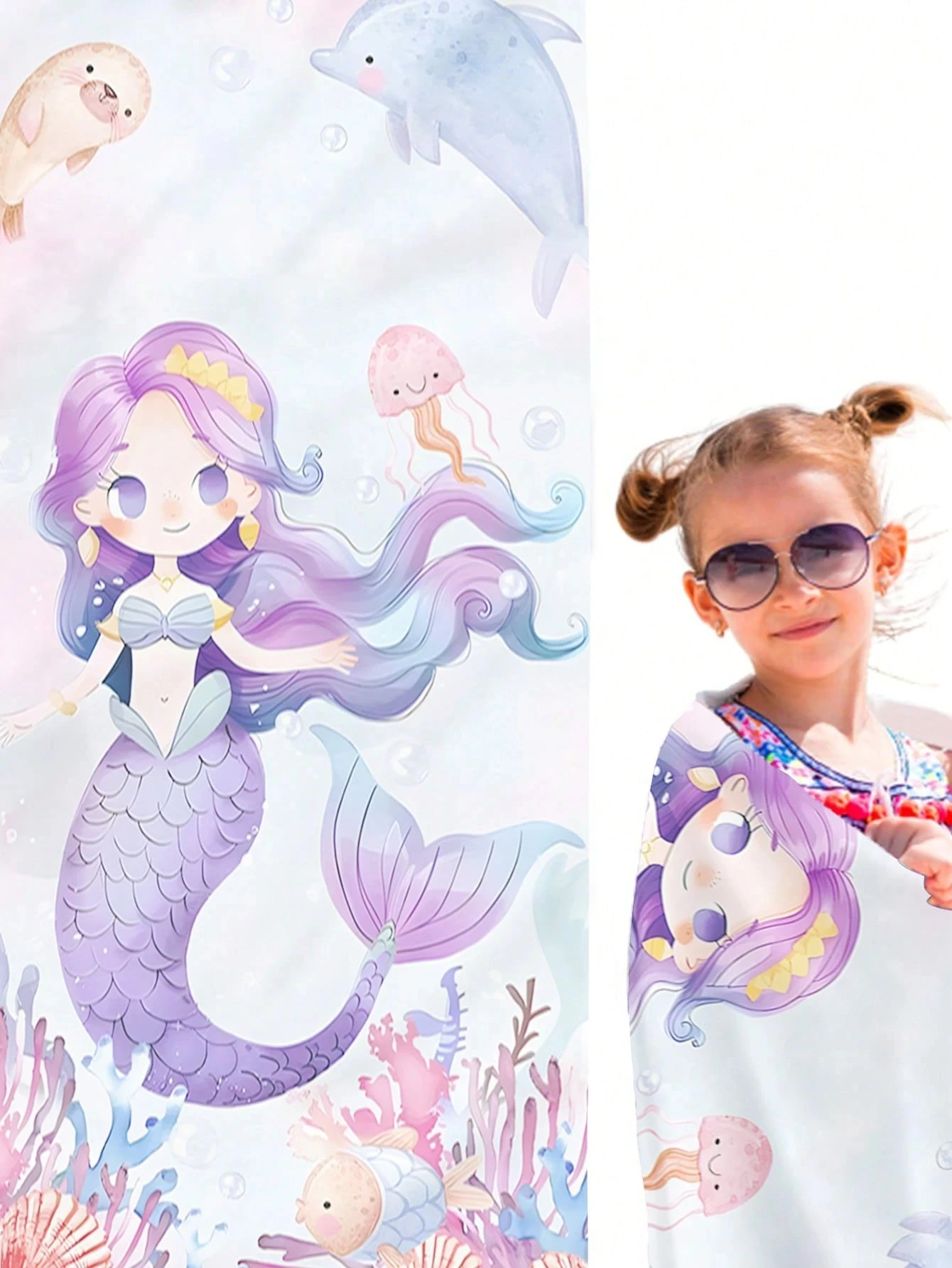 Magical Mermaid Beach Towel, made of high-quality material,machine washable,quick drying and absorbent,fast shipping，summer gift