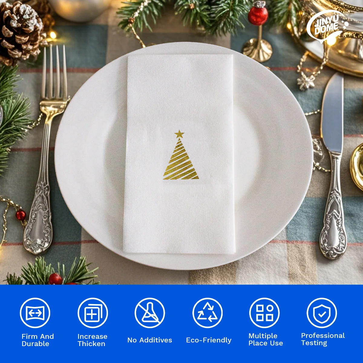 JINYUDOME 50Pcs Disposable Linen-Feel Dinner Napkins,30*43cm Twill Napkins,Prefolded Paper Napkins Pad For Home Christmas Party