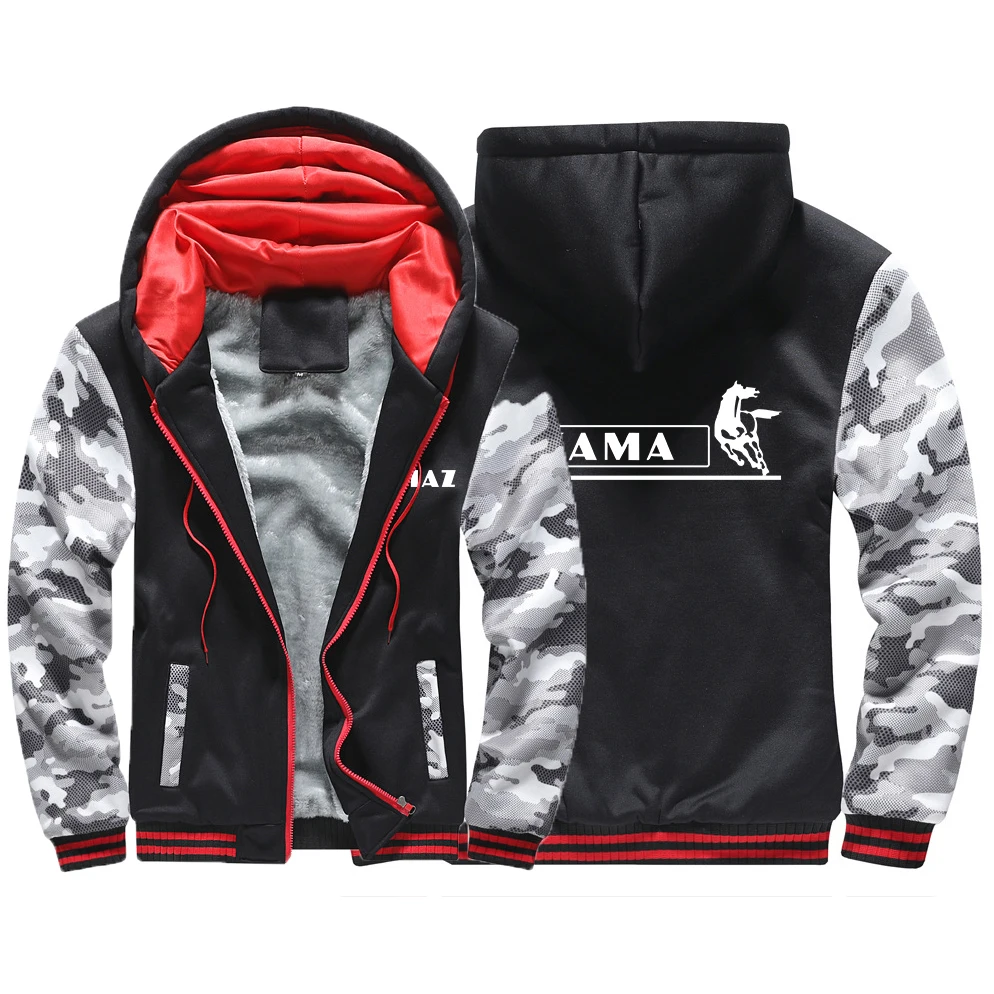 

New KAMAZ Men Winter Thickened Hoodies Warm Casual Zipper Hooded Fleece Long Sleeves Sweatshirts Jackets Spliced Man Sportswear