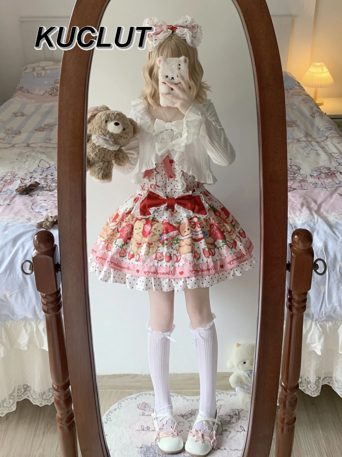 2025 Nieuwe Meisje Tops Lolita Stijl Boog Korte Gebreide Vest Jas voor Vrouwen Herfst Winter Mode Zoete en Leuke Gebreide Shirt