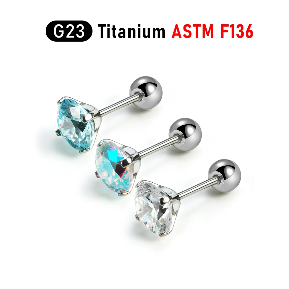 1PCS Steel Ear Tragus Cartilage Piercing Helix Piercing Square Zircon Earring Barbell Bar Ear Studs Piercing Orelha