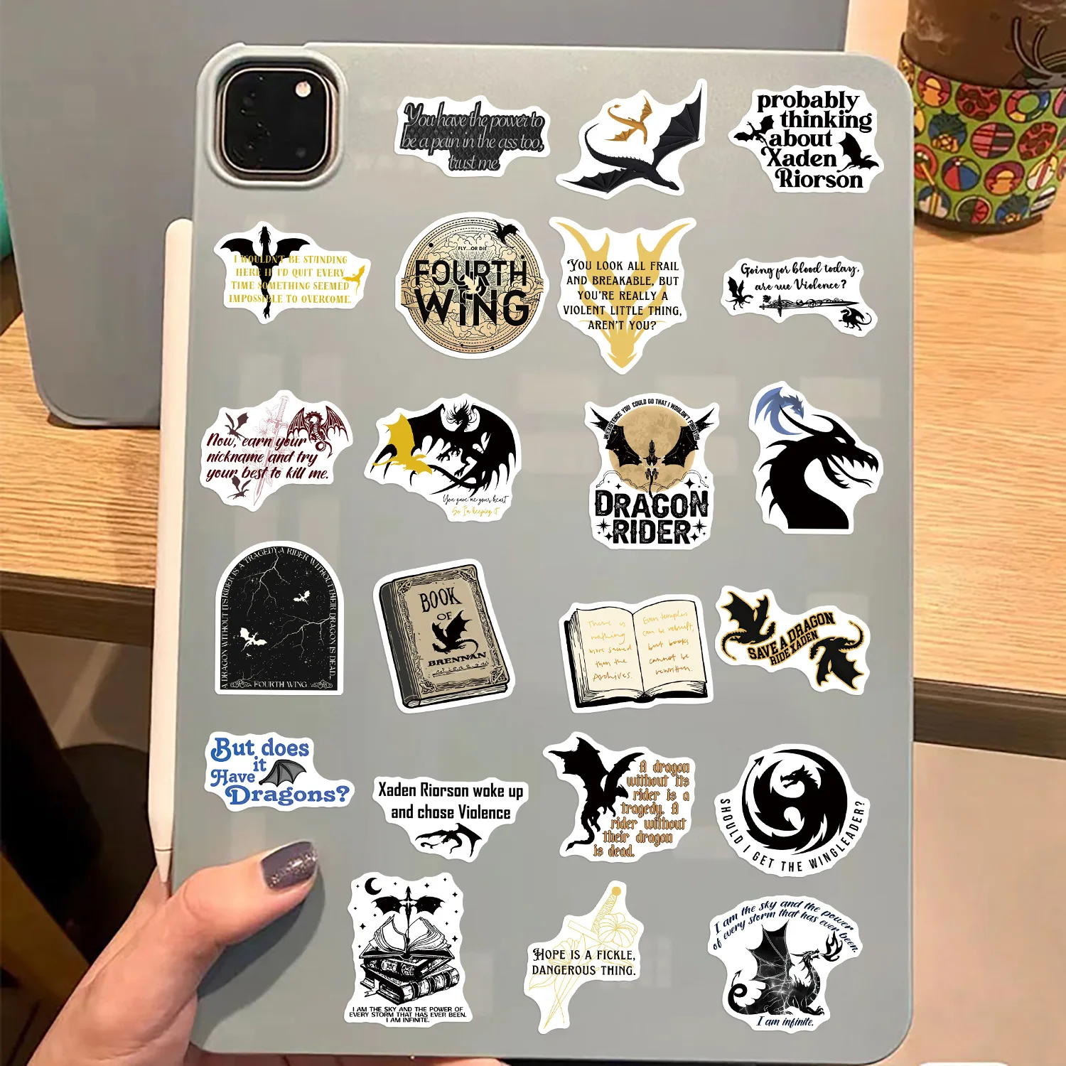 100Pcs Fantasy Fourth Wing Novel Cartoon Sticker DIY Bike Travel Luggage Laptop Graffiti Waterproof Joke Sticker Gift