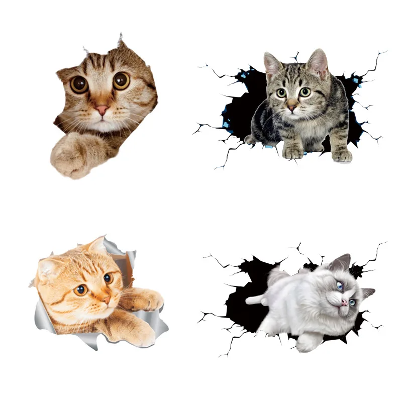 Car Stickers Creative 3D Cat Funny Car Body Scratch Masking Stickers Animal Styling Stickers Decoration Car Accessories