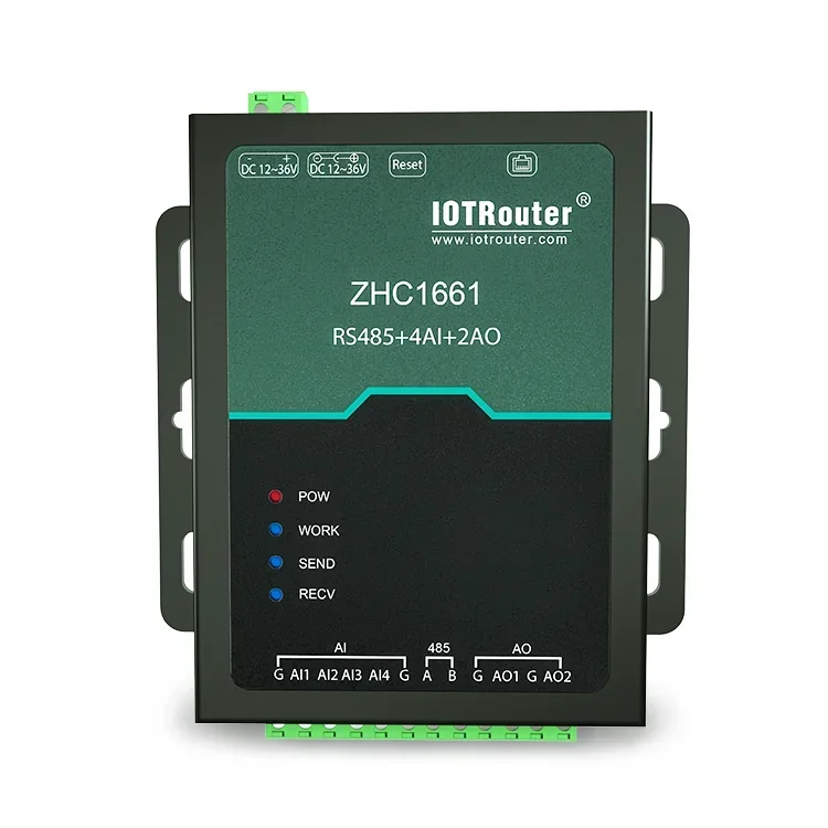 Rs485 4AI to Ethernet Industrial Gateway for Data Acquisition Modbus RS485 Ethernet RJ45 Connector IoT Accessory with 2AO