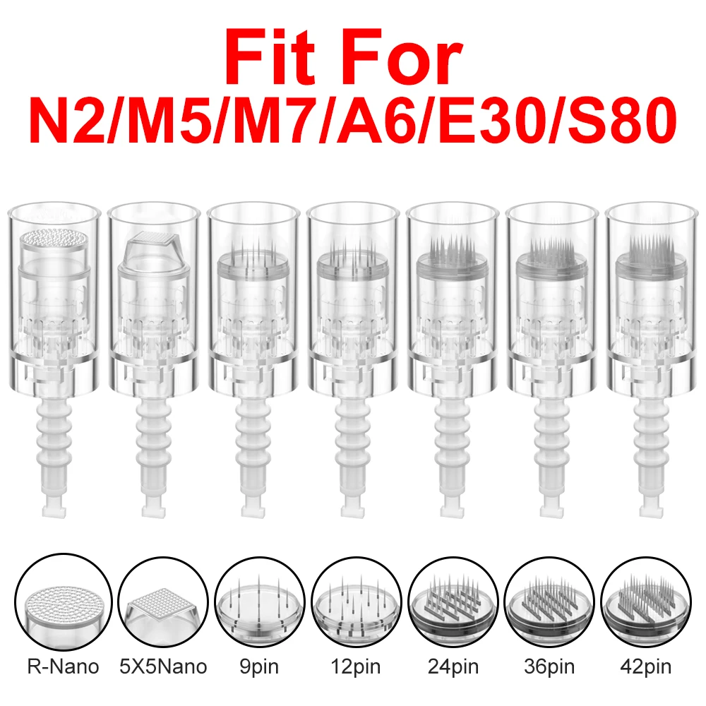 Cartuchos de Agujas de Microneedling Bayonet para Dermapen Eléctrico N2/M5/M7, 9/12/24/36/42 Pines / Cartucho de Agujas Nano