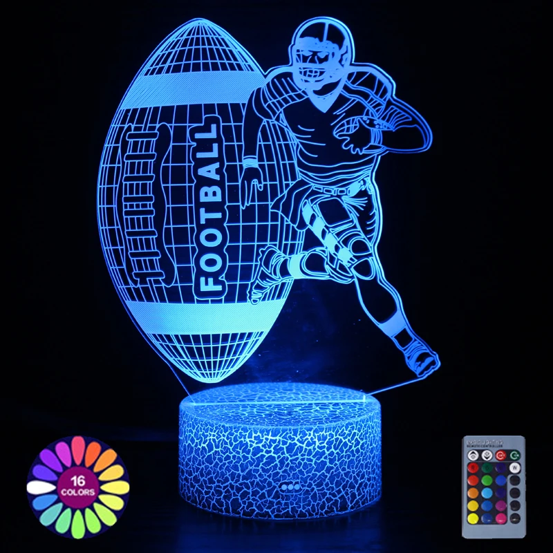 3d Illusion Led Lamp Football Night Light Room Decor USB Powered Touch Remote Colors Changing Led Lights Desk Ornament Gift Lamp