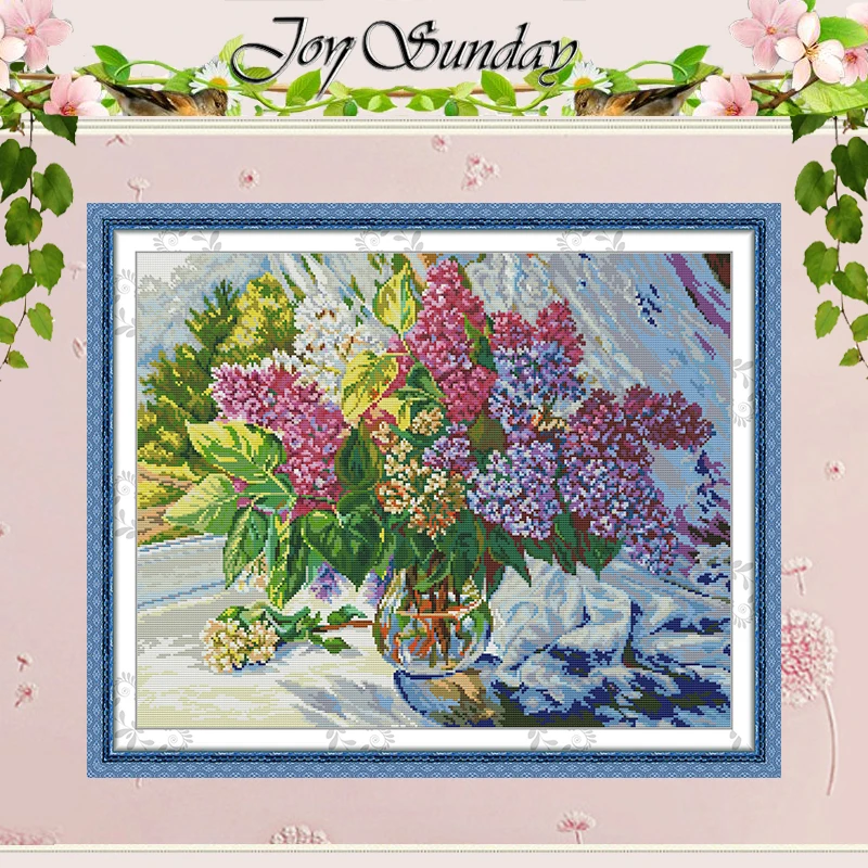 

Hydrangea Patterns Counted Cross Stitch Set DIY 11CT 14CT 16CT Stamped DMC Cross-stitch Kit Embroidery Needlework Home Decor