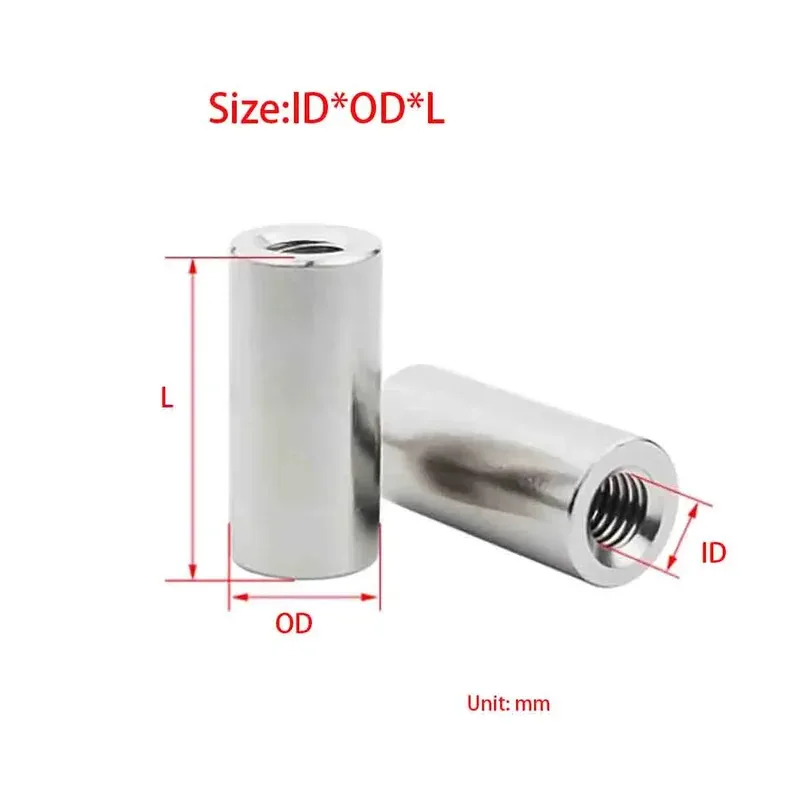 

M3-M20 304 Stainless Steel Extension Round Column Coupling Nut Cylindrical Connecting Bolt Nut