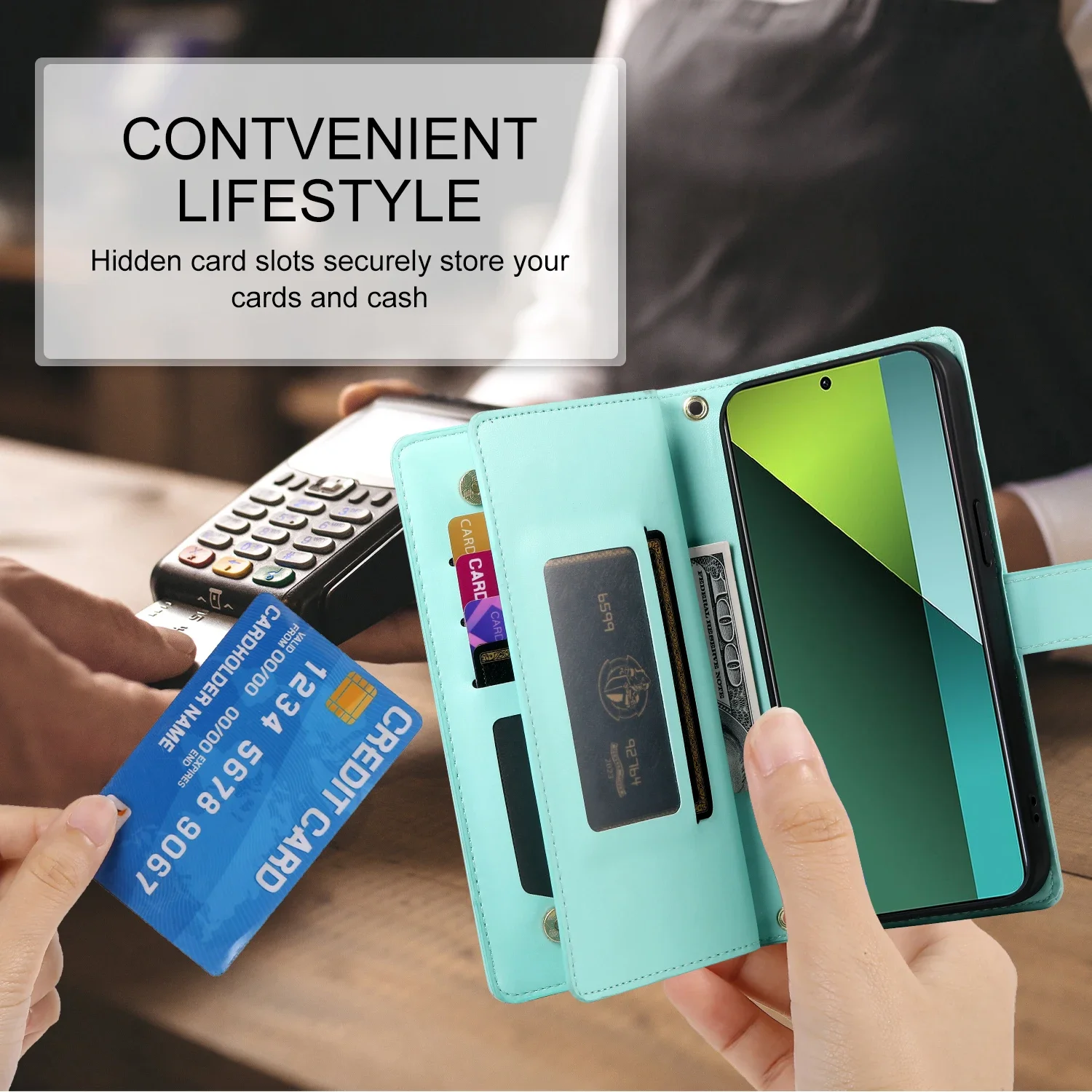 حافظة جلدية كروس لهاتف Xiaomi Redmi Note 14 13 12 Pro Plus 14C 13C A3 حقيبة بحبل بسحاب بطاقات Solt غطاء جيب