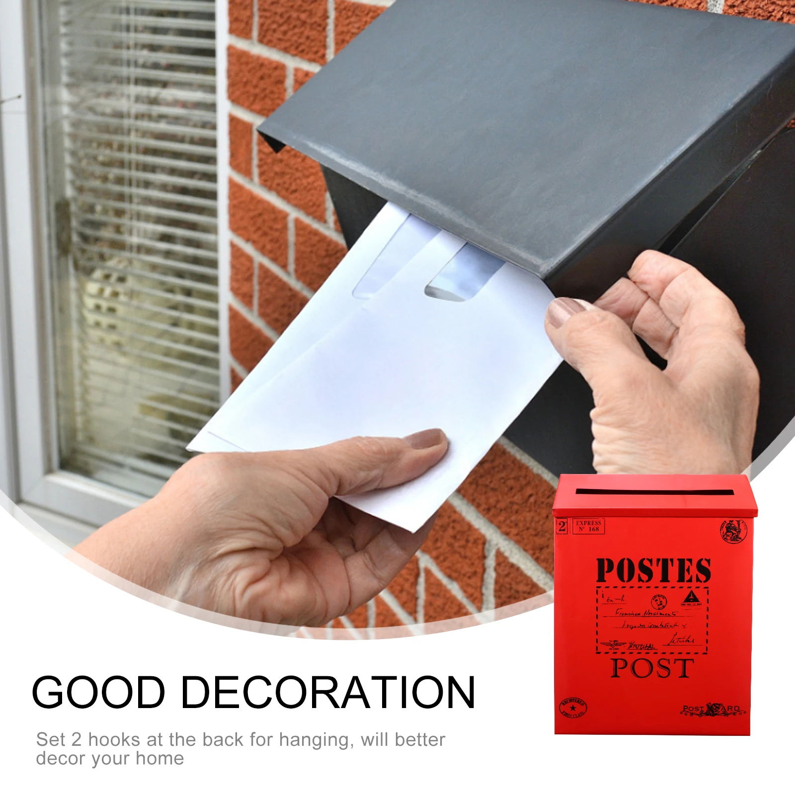 

Retro Tin Mailbox Large Storage Iron Sheet Durable Wall Front Porch Letter Box Vintage Post Box for Letters Newspapers Magazines