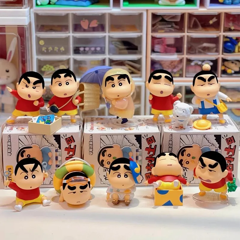 52 juguetes oficiales Crayon Shin-Chan Retro serie de patatas pequeñas figura de caja ciega juguete de moda lindo regalo de decoración