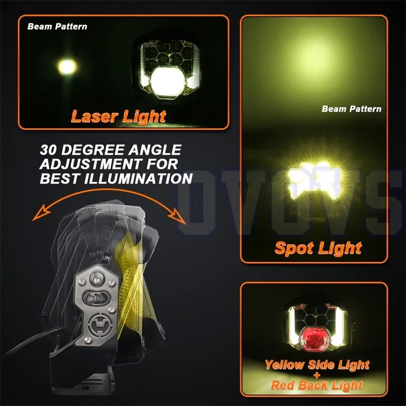 Car Accessories 10800lm 95w Yellow Lens Led Off Road Light With Laser Light 7 Inch Led Driving Work Light For Truck Pickup 4x4