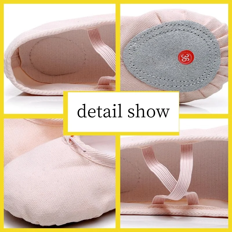 Zapatos de bailarina de práctica para niños y adultos, zapatillas de Ballet de lona de suela suave, zapatos de baile para mujer, zapatos de Yoga