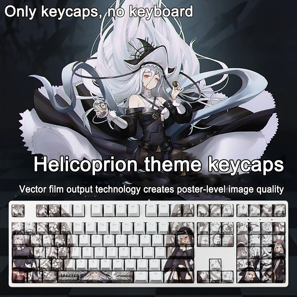 108 Keys/set Keycaps Arknights Keycaps Helicoprion PBT Dye Sub Backlit Keycaps Cartoon Anime Gaming Key Caps For ANSI 87 104 108