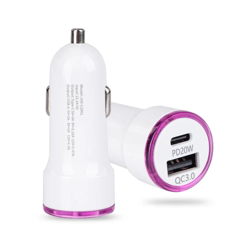 Fast Charging QC 3.0 PD 20W Car Charger for iPhone and Samsung Usb Car Charger