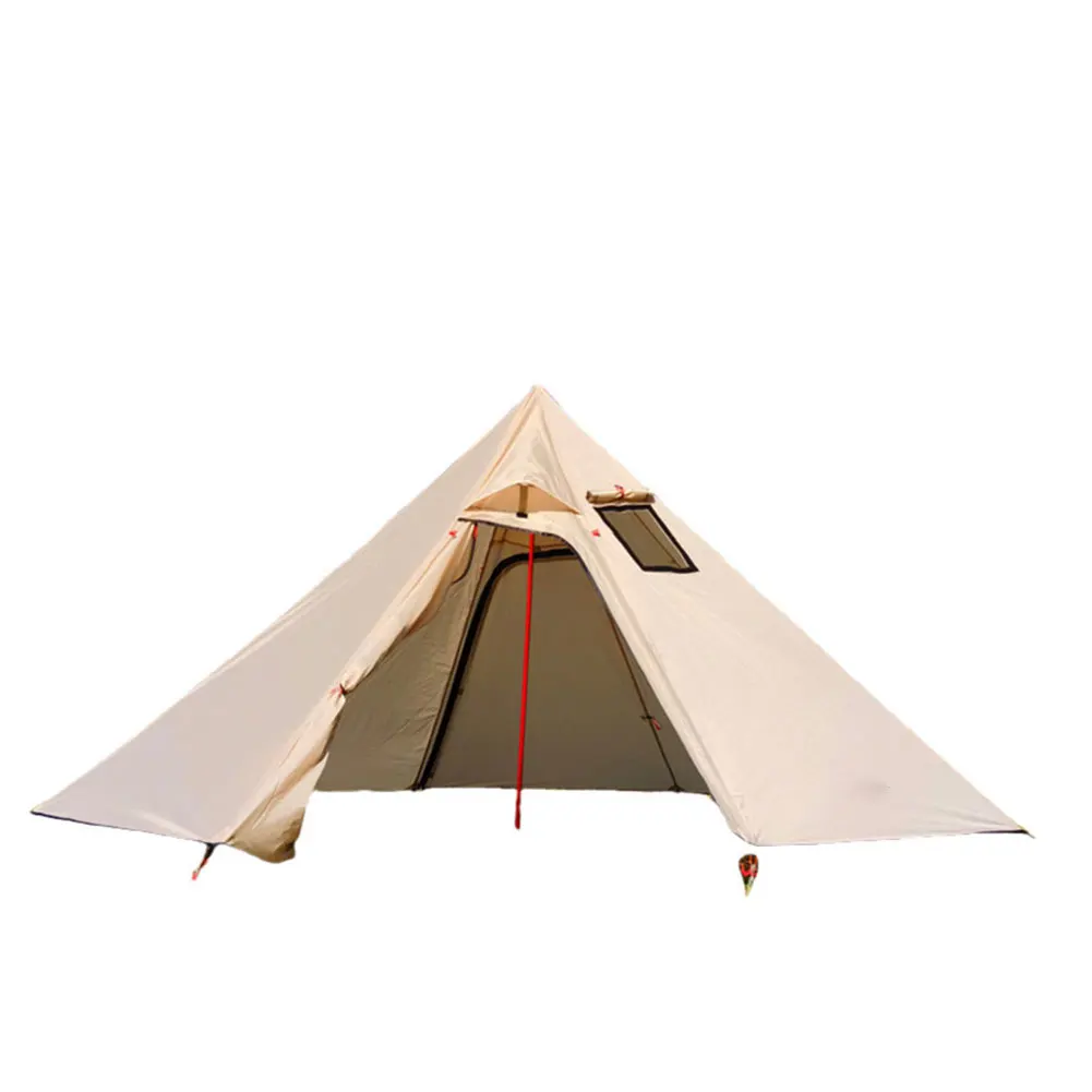 

Family Camping Pyramid Camping Tent Fireproof Tent Aluminum Pole Tent Brown Compact Storage Size Easy To Carry