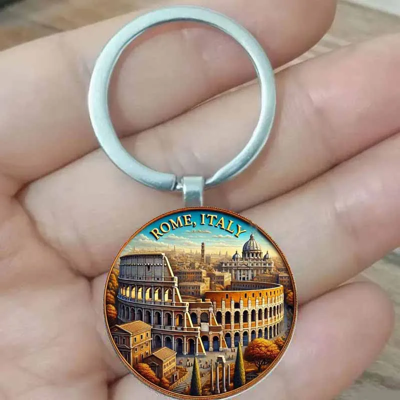 سلسلة مفاتيح دائرية ذات طابع إيطالي روماني مناسبة كهدية لعشاق الرومان #1