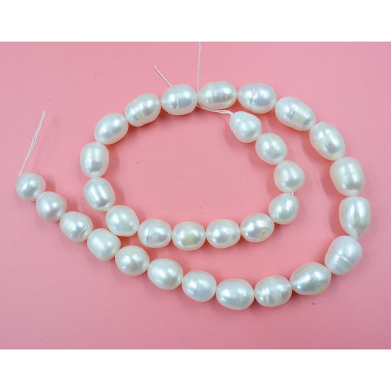 2 strands 10-11MM high-quality natural freshwater rice pearl beads. DIY necklace/bracelet/earring making (1 strand -15 inches)