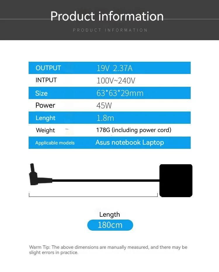 19V 2.37A 45W 4.0*1.35MM Laptop Ac Adapter Charger For Asus X441UA AR5B125 TP301UA TP301UJ RX303LA X200MA X541 R541UA Q302L