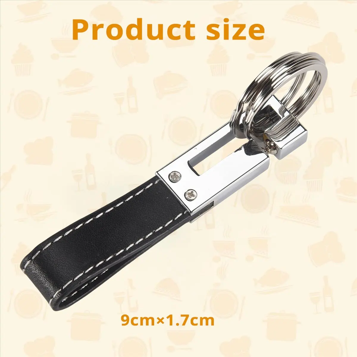 ABQR Genuine Leather Belt 3 Loop Strap Quick Release keyring Keychain Key Fob ring Black + Silver